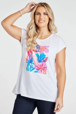 Short Sleeve Tropical Flower Print T-Shirt -Mod Vanta Sales Store 900358944 alt3