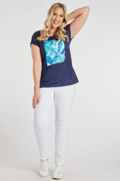 Short Sleeve Tropical Leaf Print T-Shirt -Mod Vanta Sales Store 900359053 alt1