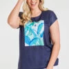 Short Sleeve Tropical Leaf Print T-Shirt -Mod Vanta Sales Store 900359053 alt3