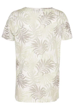 Short Sleeve Leaf Print Burnout T-Shirt With Sequin Detail -Mod Vanta Sales Store 900359539 alt2
