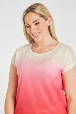 Short Sleeve Ombre Design T-Shirt With Hotfix Detail -Mod Vanta Sales Store 900359863 alt5