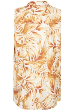 Sleeveless Tropical Leaf Linen Shirt -Mod Vanta Sales Store 900363473 alt2