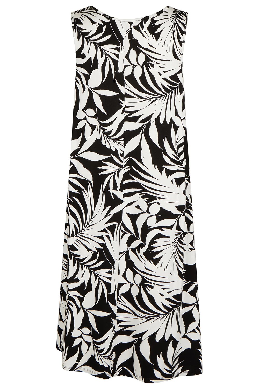 Mono Palm Print Sleeveless Swing Dress 5 Mono Palm Print Sleeveless Swing Dress - Image 3