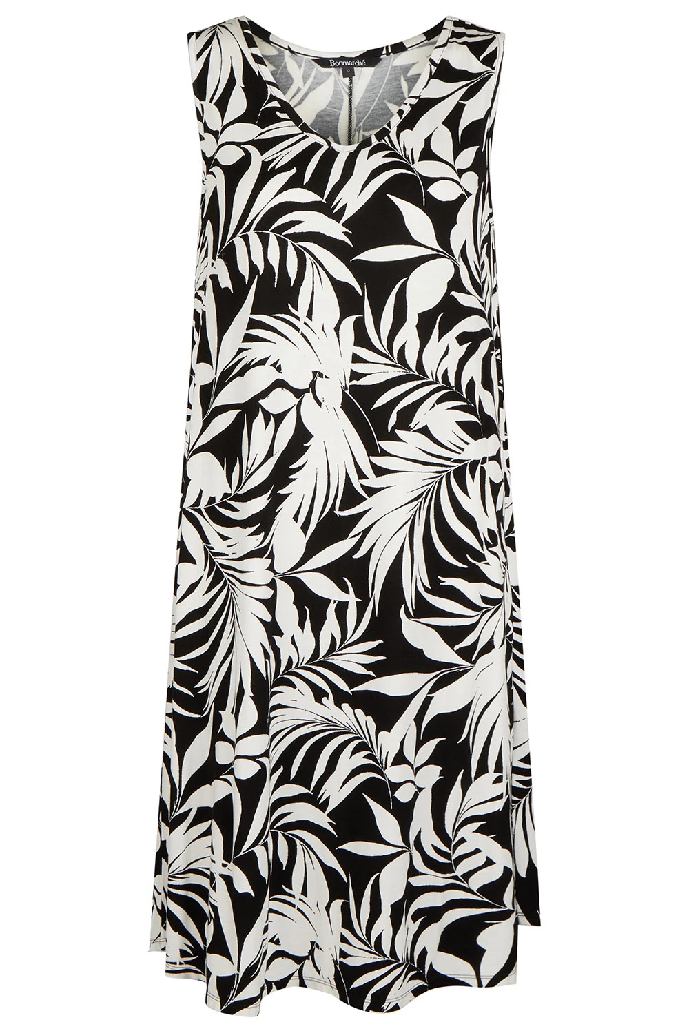 Mono Palm Print Sleeveless Swing Dress 4 Mono Palm Print Sleeveless Swing Dress - Image 2
