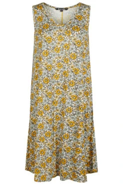 Linear Daisy Print Sleeveless Swing Dress -Mod Vanta Sales Store 900364049 default