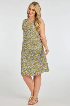 Linear Daisy Print Sleeveless Swing Dress -Mod Vanta Sales Store 900364649 alt1