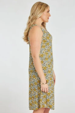 Linear Daisy Print Sleeveless Swing Dress -Mod Vanta Sales Store 900364649 alt4