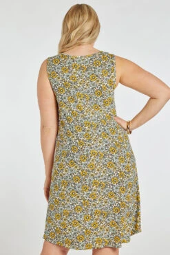 Linear Daisy Print Sleeveless Swing Dress -Mod Vanta Sales Store 900364649 alt5