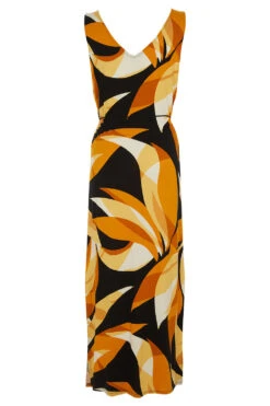 Mono Palm Print Maxi Dress With Ruched Front -Mod Vanta Sales Store 900365607 alt2