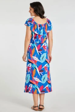 Abstract Jungle Print Bardot Jersey Dress -Mod Vanta Sales Store 900365940 alt4