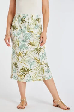 Whispy Palm Print Essential Straight Skirt