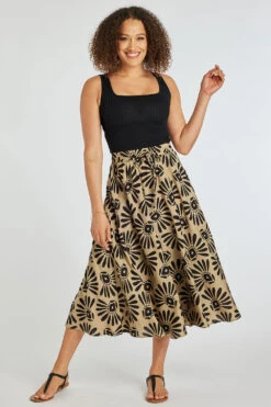 Tribal Stamp Circle Drawcord Skirt -Mod Vanta Sales Store 900368587 alt1