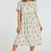 Spot And Daisy Print Tiered Dress