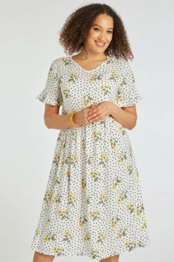 Spot And Daisy Print Tiered Dress -Mod Vanta Sales Store 900369493 alt3