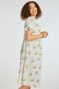 Spot And Daisy Print Tiered Dress -Mod Vanta Sales Store 900369493 alt4