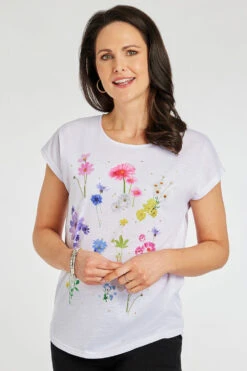 Short Sleeve Botanical Floral Placement T-Shirt