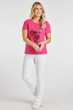 Short Sleeve Sequin Leaf T-Shirt -Mod Vanta Sales Store 900369663 alt1