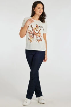 Short Sleeve Animal And Floral Design T-Shirt -Mod Vanta Sales Store 9003698 alt1
