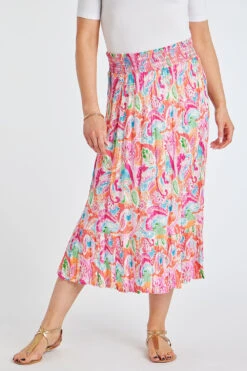 Carnival Print Crinkle Tiered Skirt