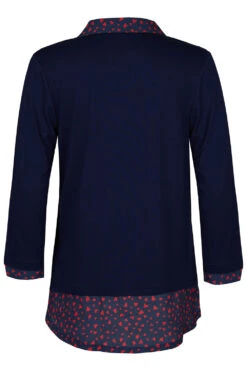 Long Sleeve 2 In 1 Heart Print Collar Hem Shirt -Mod Vanta Sales Store 900377153 alt21