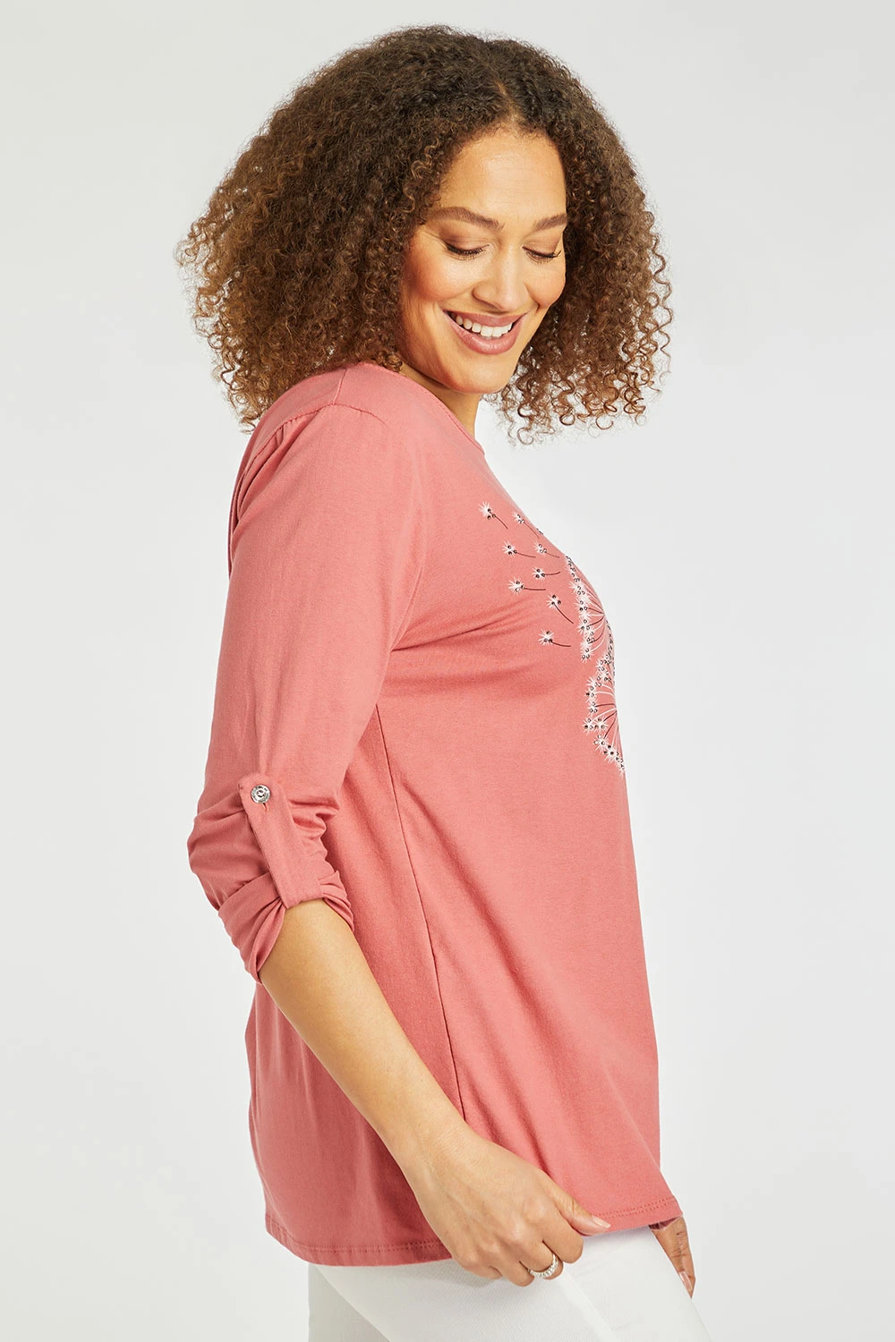 3/4 Sleeve Dandelion Print Top 7 3/4 Sleeve Dandelion Print Top - Image 5