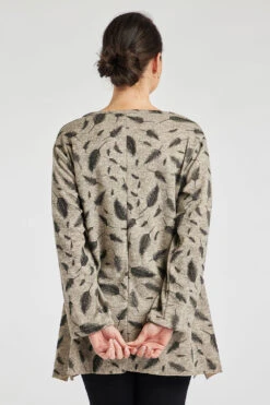 Long Sleeve Leaf Print Soft Touch Tunic -Mod Vanta Sales Store 900382181 alt4