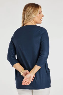 3/4 Sleeve Dandelion Design Tunic With Pockets -Mod Vanta Sales Store 900382453 alt4