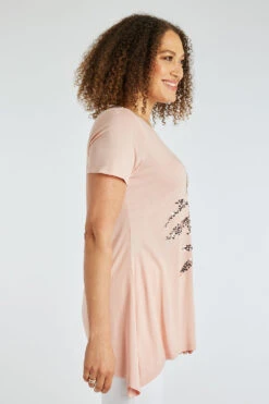 Short Sleeve Sequin Leaf Tunic -Mod Vanta Sales Store 900386762 alt3