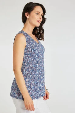 Sleeveless Plisse Ditsy Print Top -Mod Vanta Sales Store 900387009 alt3