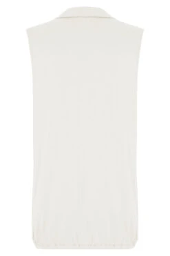 Sleeveless Bubble Hem Button Through Plain Shirt -Mod Vanta Sales Store 900387644 alt2