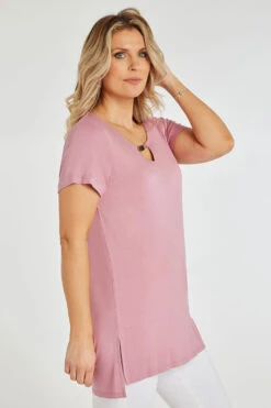 Short Sleeve Plain Tunic With Keyhole Detail 11 Short Sleeve Plain Tunic With Keyhole Detail -Mod Vanta Sales Store 900387763 alt3