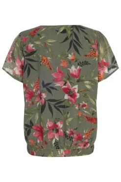 Short Sleeve Tropical Flower Top With Shirred Hem 13 Short Sleeve Tropical Flower Top With Shirred Hem -Mod Vanta Sales Store 900388639 alt2