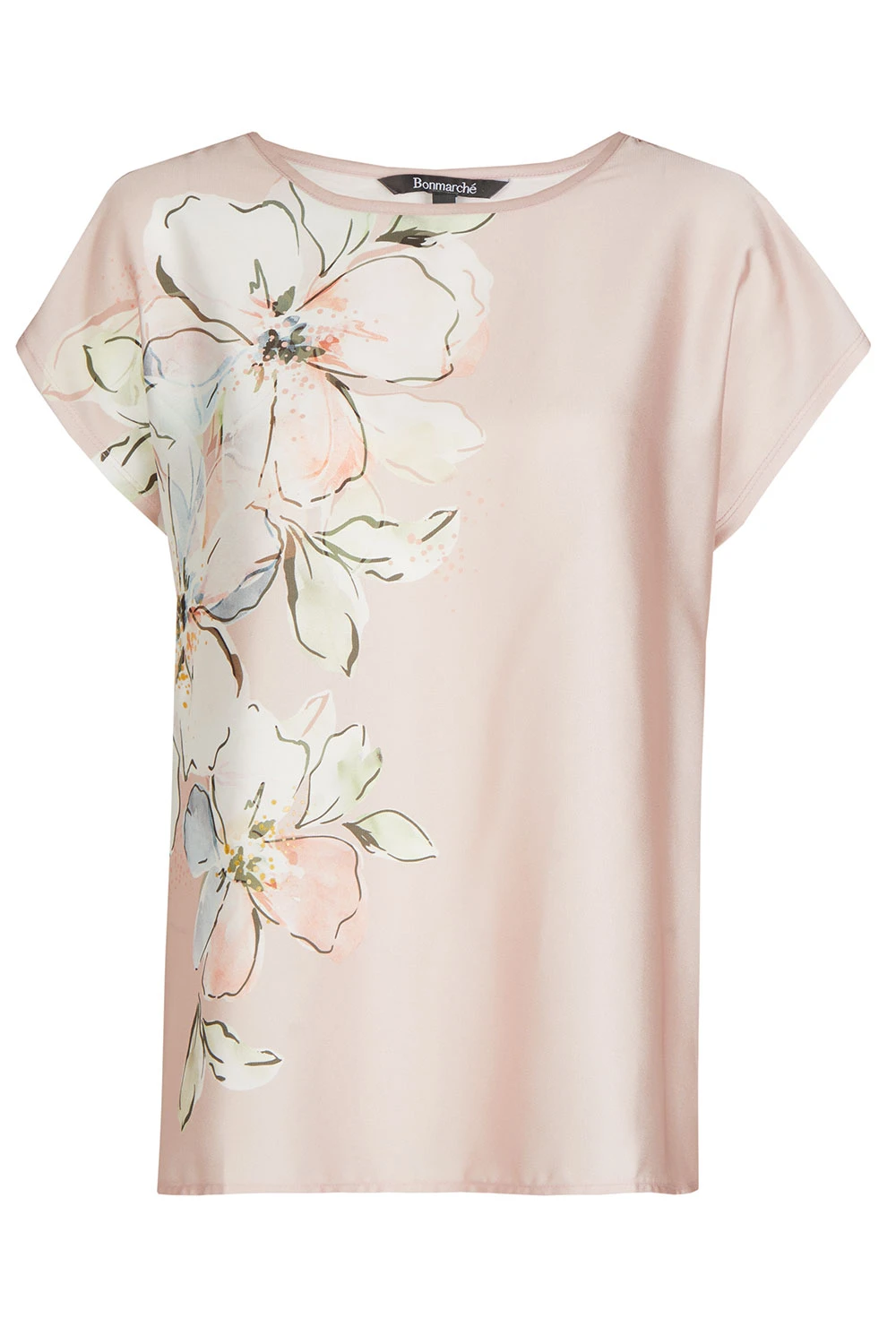 Short Sleeve Woven Front Side Floral Design Shell Top 4 Short Sleeve Woven Front Side Floral Design Shell Top - Image 2