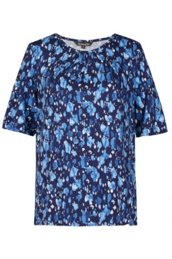 Short Sleeve Watercolour Animal Print Top With Angel Sleeves