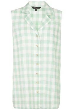 Sleeveless Gingham Collared Shirt -Mod Vanta Sales Store 900391431 default