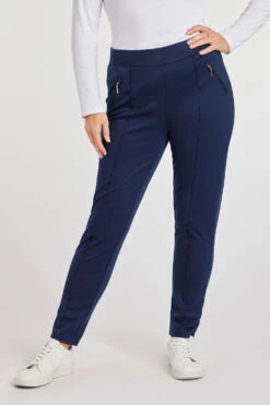 Slim Fit Ponte Style Trousers With Zips