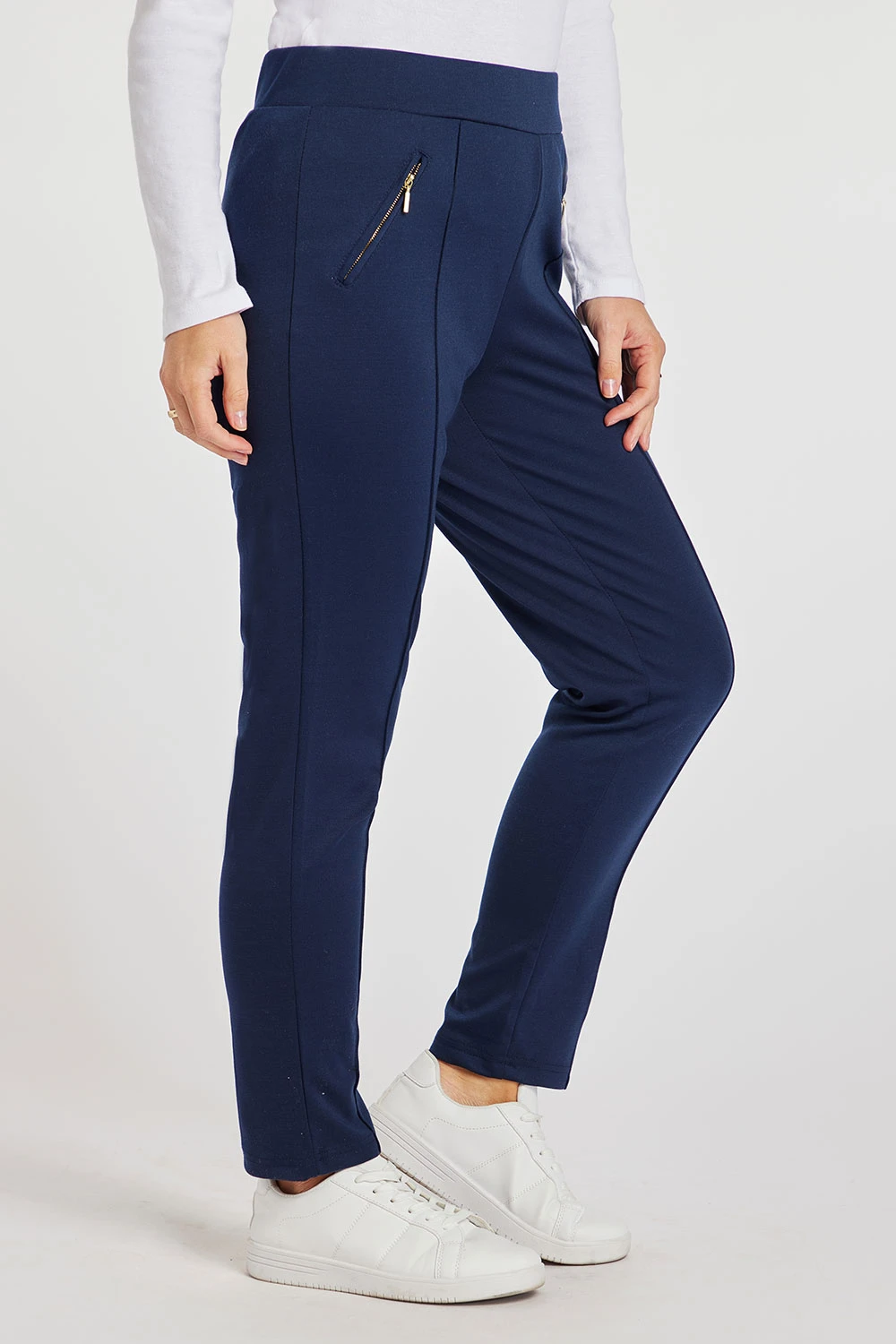 Slim Fit Ponte Style Trousers With Zips 7 Slim Fit Ponte Style Trousers With Zips - Image 5