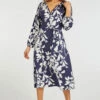 Leaf Print Belted Dress With Button Detail -Mod Vanta Sales Store 900393553 alt1