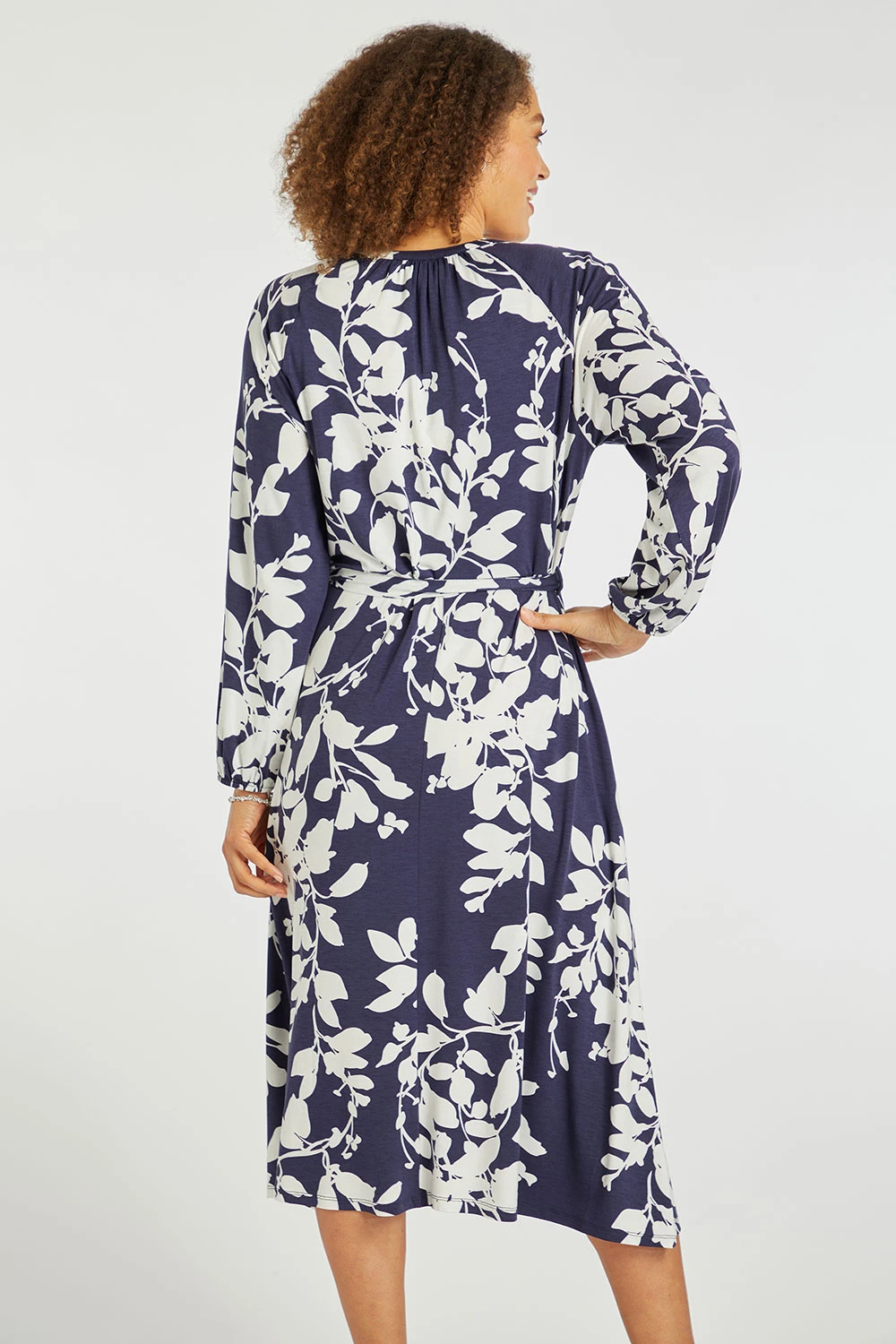 Leaf Print Belted Dress With Button Detail 6 Leaf Print Belted Dress With Button Detail - Image 4