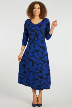 Swirl Print Twist Front Dress
