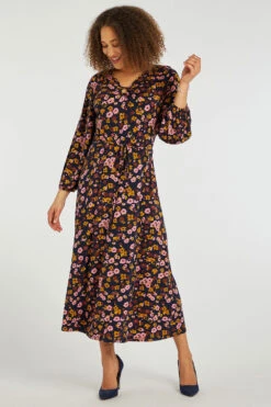 Ditsy Print Belted Dress With Ring Detail -Mod Vanta Sales Store 900393753 alt1