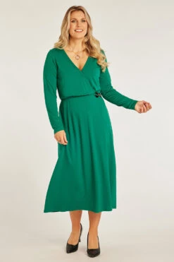 Plain Wrap Dress With Tortoiseshell Belt Detail 11 Plain Wrap Dress With Tortoiseshell Belt Detail -Mod Vanta Sales Store 900393831 alt1