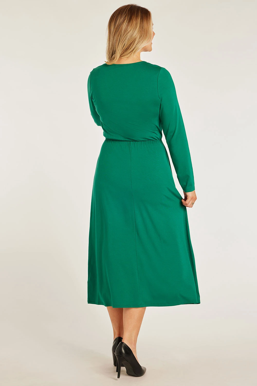 Plain Wrap Dress With Tortoiseshell Belt Detail 8 Plain Wrap Dress With Tortoiseshell Belt Detail - Image 6