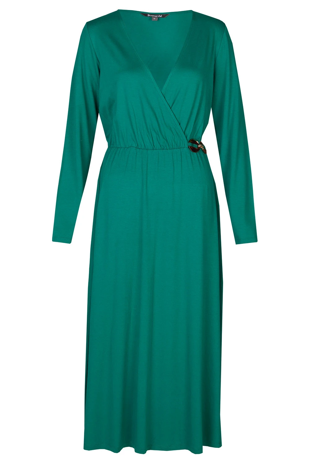 Plain Wrap Dress With Tortoiseshell Belt Detail 4 Plain Wrap Dress With Tortoiseshell Belt Detail - Image 2