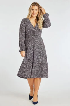 Ditsy Print Ruched Front Dress -Mod Vanta Sales Store 900393907 alt1