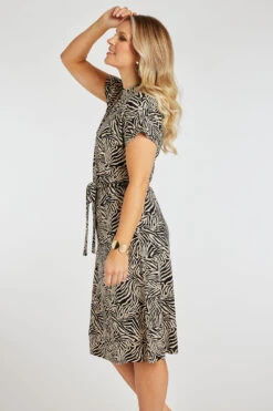 Zebra Print High Neck Belted Dress 10 Zebra Print High Neck Belted Dress -Mod Vanta Sales Store 900394181 alt4