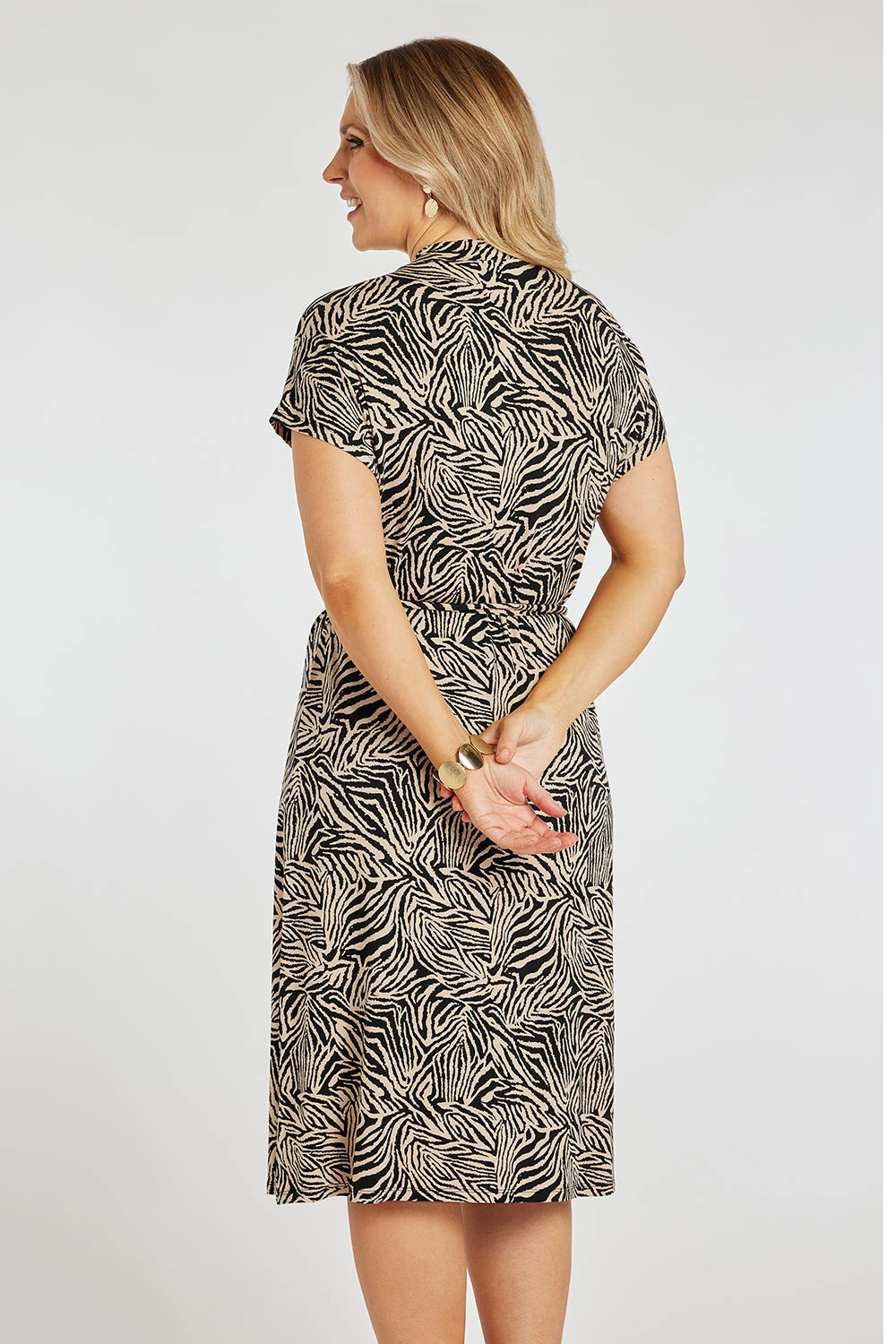 Zebra Print High Neck Belted Dress 7 Zebra Print High Neck Belted Dress - Image 5