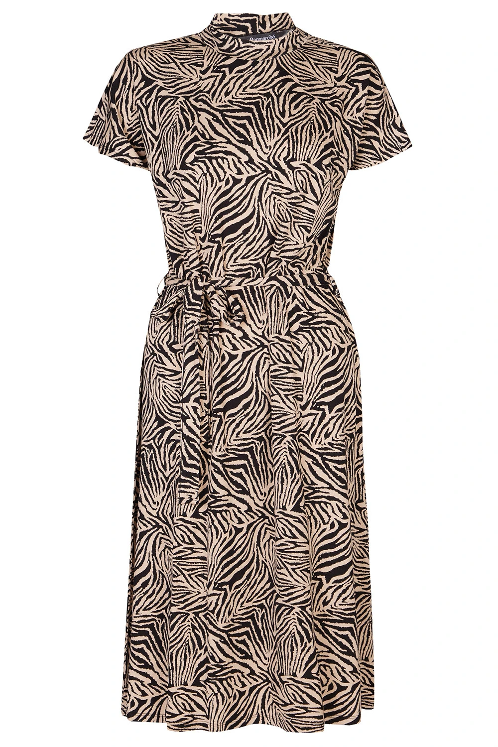 Zebra Print High Neck Belted Dress 5 Zebra Print High Neck Belted Dress - Image 3