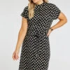 Ditsy Print High Neck Dress With Belt Detail -Mod Vanta Sales Store 900394207 alt3