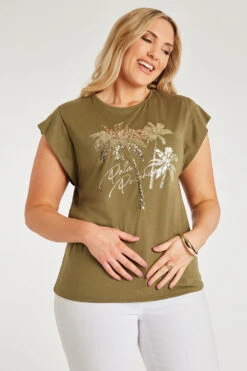 Short Sleeve Palm Tree T-Shirt With Foil Detail